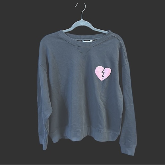 Wildfox I wish it was Saturday broken heart sweatshirt in gray size L NWT - Picture 3 of 13